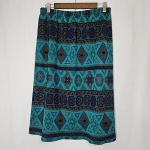 Vintage 90s‎ Graff Californiawear Southwestern Boho Knit Skirt Aztec Geometric